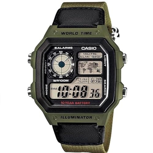 Casio men's digital dial resin band watch - ae-1200whb-3b