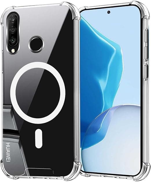 Protective Cover (Compatible With Huawei P30 Lite), Magnetic Clear Case With Raised Edges, Shockproof And Slim For (Clear)