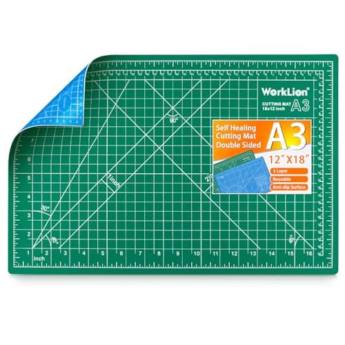 WORKLION 12" x 18" Art Self Healing PVC Cutting Mat, Double Sided, Gridded Rotary Cutting Board for Craft, Fabric, Quilting, Sewing, Scrapbooking Project……