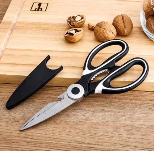 BEDAYA Multifunctional Kitchen Scissors Heavy Duty Stainless Steel Scissors with Lid for Cutting Meat, Chicken, Fish, Herbs, Vegetables