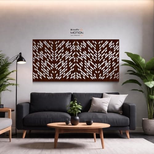 ACOUSTIC MOTION® Wooden MDF Wall Art Decor Panels, SHIFT Design with Double-Face Tape, Modern Brown Wall Hanging for Home, Living Room, Bedroom, Office & Hotel, 25×50×0.5 cm, 4-Piece Set