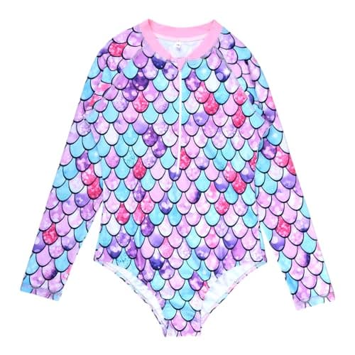 Mix&Max Girls Waterproof Long Sleeves Swimsuit Girls One Piece Swimsuit (pack of 1)