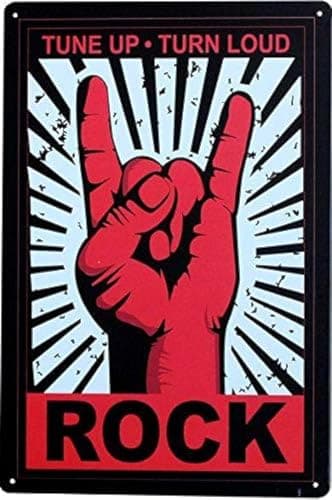 Tune up turn loud rock heavy metal tin metal poster sign plaque Decorative signage
