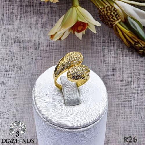 3 Diamonds 292474661779264 Women's Ring with Sparkling Zircon - Gold Plated Elegance-18