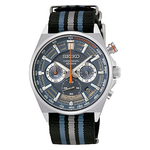 Seiko Men's Chronograph Blue Dial Watch - SSB409P1, Silver, strap