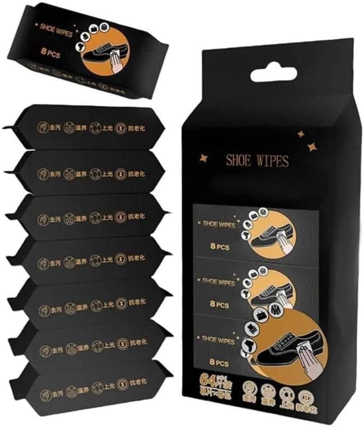 64 Count Shoe Cleaning Wipes for Sneakers Daily Stain and Dirt Remover Footwear care kit