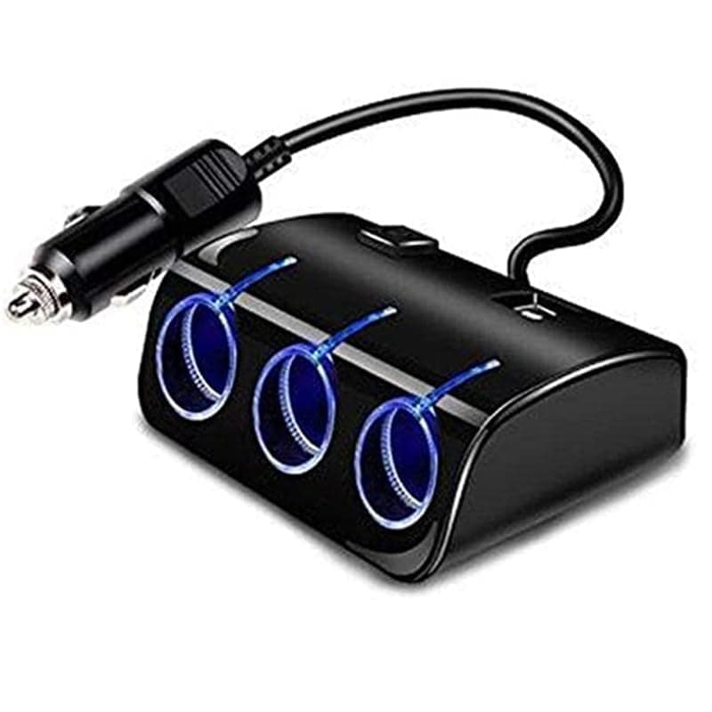 KaberTrade 3 in 1 Smart Car Lighter Charger and Splitter with 2 USB Ports, Multi Output Power Adapter for Cars and Trucks, Navigation, Dash Cam, Phone Charging(id:3927)