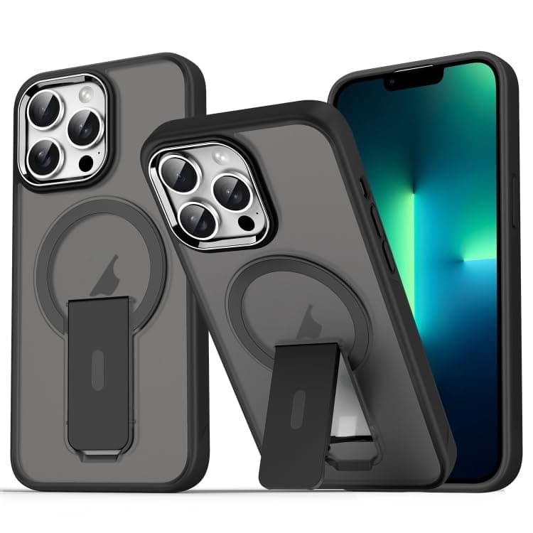Magnetic Holster Case MagSafe Compatible For (iphone 12 Pro) Military Drop Protection Invisible Stand Shockproof Matte Finish For Mens And Womens Holsters (Black) Cellular phone case