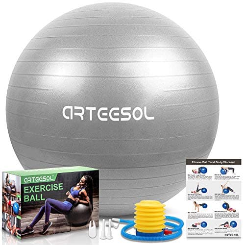arteesol Blackace Exercise Ball, Gym Ball Anti-Burst Yoga Ball, 45cm/55cm/65cm/75cm Extra Thick Swiss Ball with Pump, for Fitness Birthing Physio Balance Pilates
