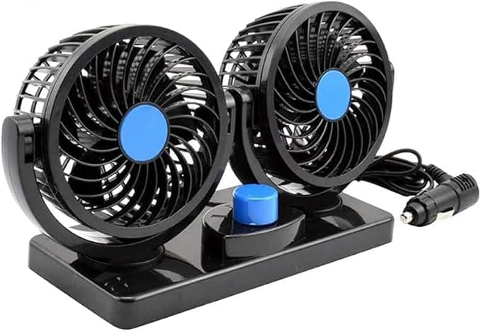 Car Cooling Fan 12V 360 Degree Rotation 2 Speed Dual Head Air Circulation Fan for Car Boat Golf Cars-SACAR