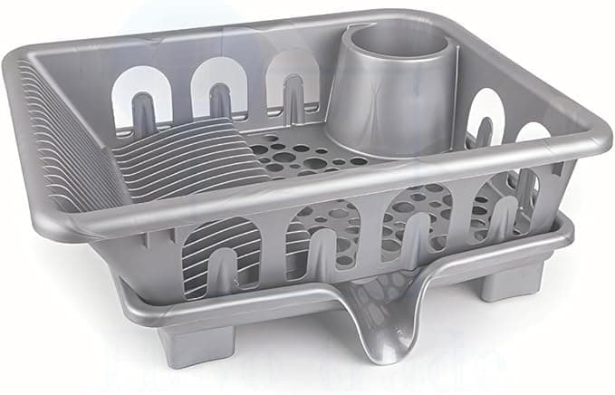 Plastic Dish Rack with Base - Sink Strainer for Kitchen - Organizer for Dishes, Spoons, Cups Multicolor
