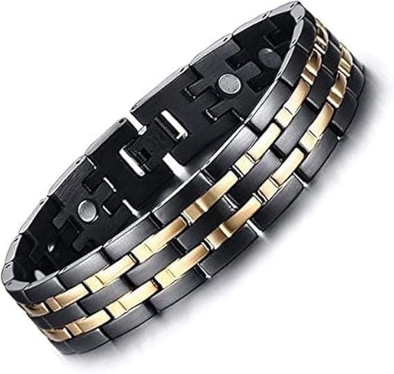 USHOP Magnetic Bracelet Men Stainless Steel Double Row 4 Magnetic Elements Super Strong Magnet Energy Balance
