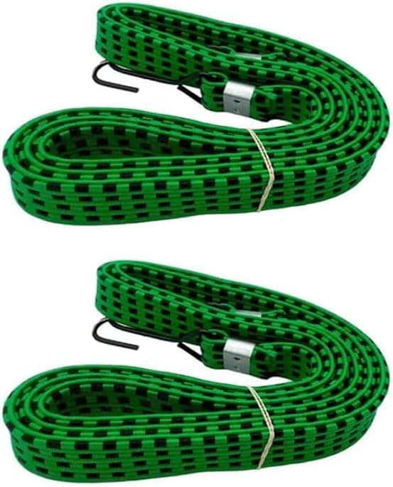 KaberTrade Elastic Rope with Hooks for Fastening Luggage Cargo Motorcycles Bikes Cars (Green, 2 Pieces, Length 140cm, Code:5055)