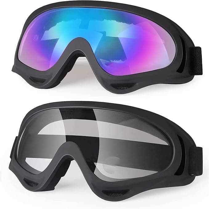 Dirt Bike Goggles Guards, Road Motorcycle, Shockproof, Kids Youth (2 Pack Clear and Colorful) - SA CAR Safety glasses