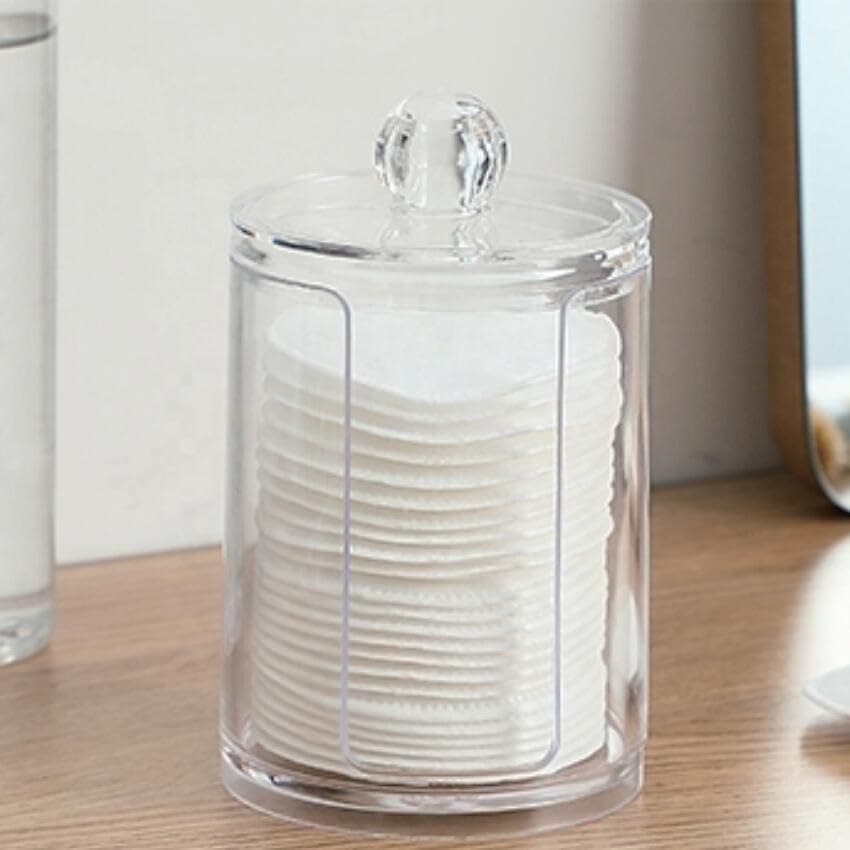 Clear Acrylic Makeup Organizer Cotton Pad Holder Imported Transparent Cosmetic Storage Box Vanity Desk Case for Makeup Removal Pads and Tools Food storage container