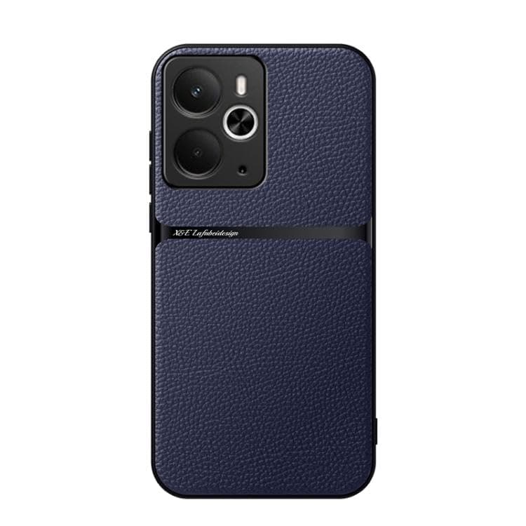 Case For(Compatible With Realme 14T) Litchi Leather Magnetic Full Coverage Shockproof Pho Premium Leather TPU Silicone Hybrid Texture Is Non-Slip And Shockproof Phone Case Cover (Blue)