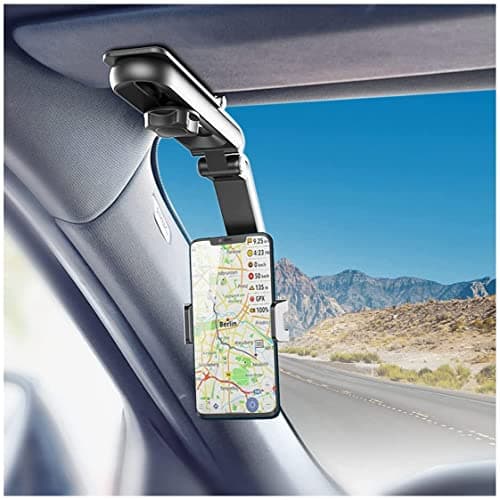 XINLIYA Cell Phone Holder for Car, Car Cellphone Mount Clip, 360°Rotatable Phone Holder for Car Sun Visor, Universal for iPhone 13/12 Pro, Pro Max, XS, Samsung, More Devices, Car Accessories (Black) Portable electronic device mount
