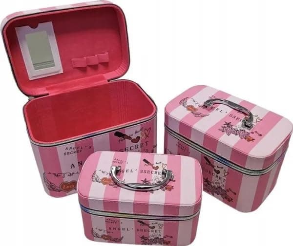 3-Piece Makeup Bag Set with Metal Handles for Travel Cosmetic Organization Cosmetic case