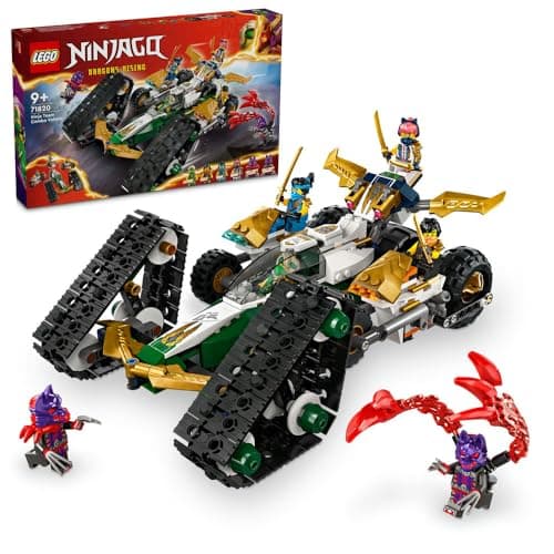 LEGO NINJAGO Ninja Team Combo Vehicle 71820 | 4-in-1 Glider, Off-Road Racer & 2 Motorcycles with 6 Minifigures, Building Kit, Gift for 9+ Year Old Boys & Girls, 576 Pieces