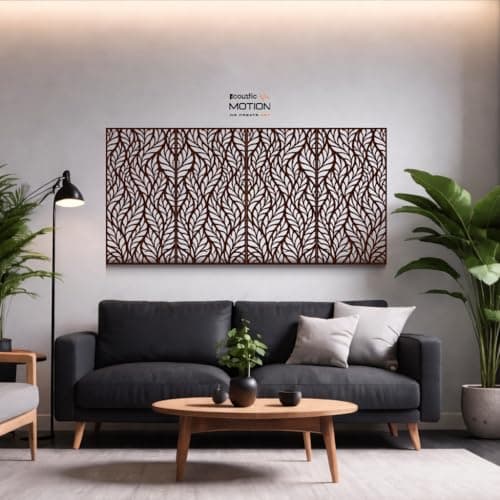 ACOUSTIC MOTION® Wooden MDF Wall Art Decor Panels, UNDRA Design with Double-Face Tape, Modern Brown Wall Hanging for Home, Living Room, Bedroom, Office & Hotel, 25×50×0.5 cm, 4-Piece Set
