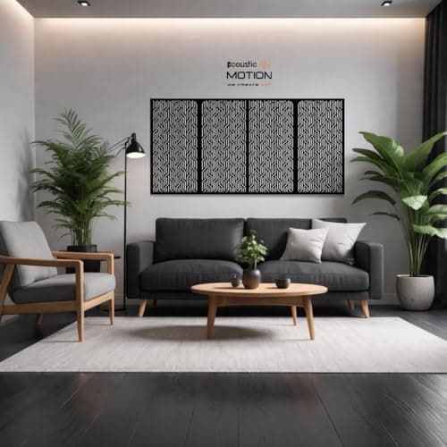 ACOUSTIC MOTION® Wooden MDF Wall Art Decor Panels, DECORE Design with Double-Face Tape, Modern Black Wall Hanging for Home, Living Room, Bedroom, Office & Hotel, 25×50×0.5 cm, 4-Piece Set