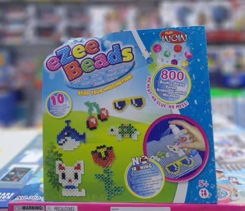 Play WOW eZee Beads® Mixed Fun Craft Kit, 800 Beads, 10 Projects, No Heat No Glue, Ages 5+