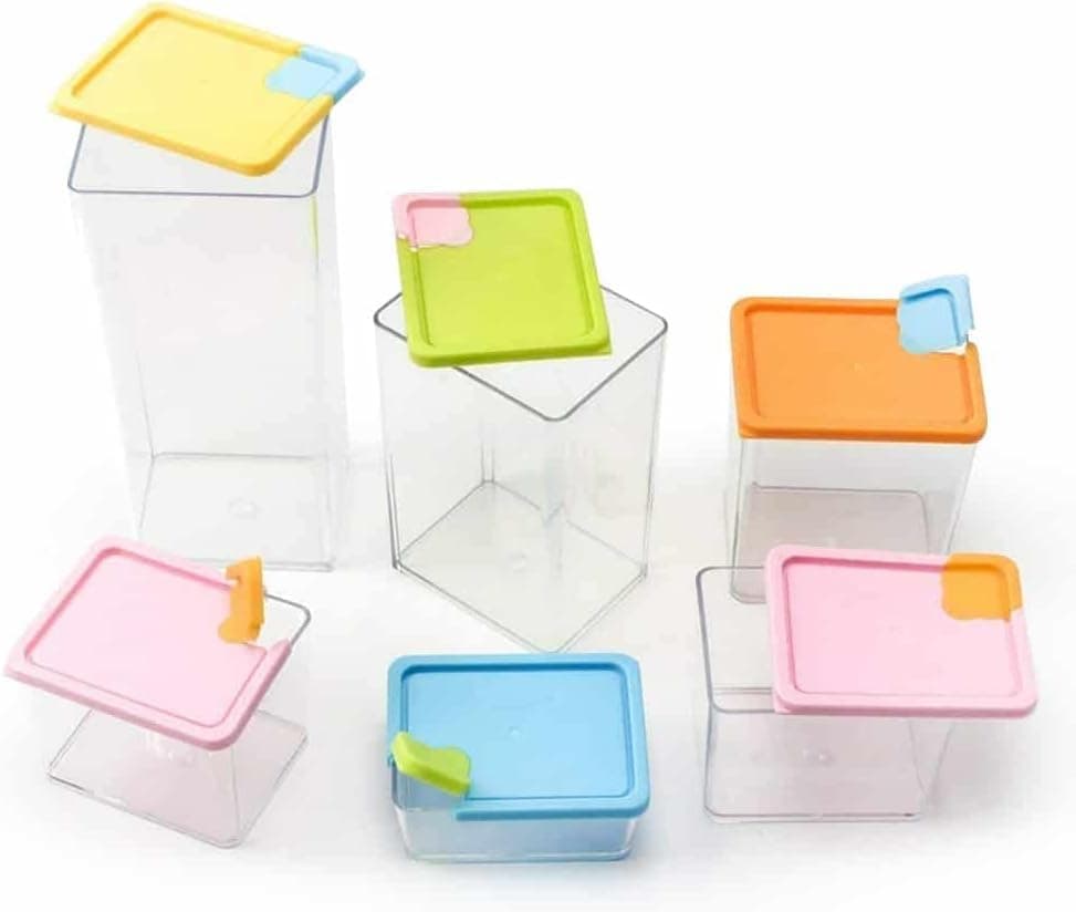 6-Piece Acrylic Food Storage Containers Airtight Clear Kitchen Canisters