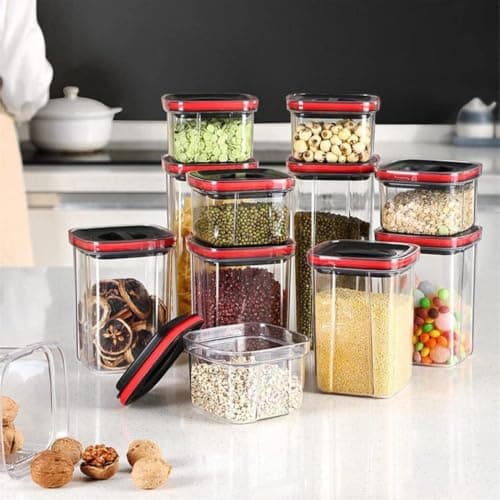 Generic 7-Piece Plastic Legume Container Set, Airtight Lid,Airtight lid to keep food fresh Suitable for legumes, pasta, spices, nuts, and grains,Transparent material, .za Food storage container