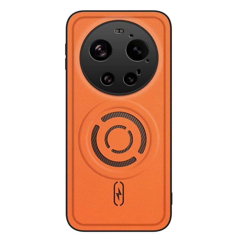 GOLDEN MASK Compatible With Xiaomi 17 Ultra Leather Curated Magnic Case (Orange) Cellular phone case