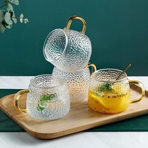 ROY ENTERPRISE Borosilicate Glass Cup Coffee Tea Mug with Golden Handle | 410 ML (4)