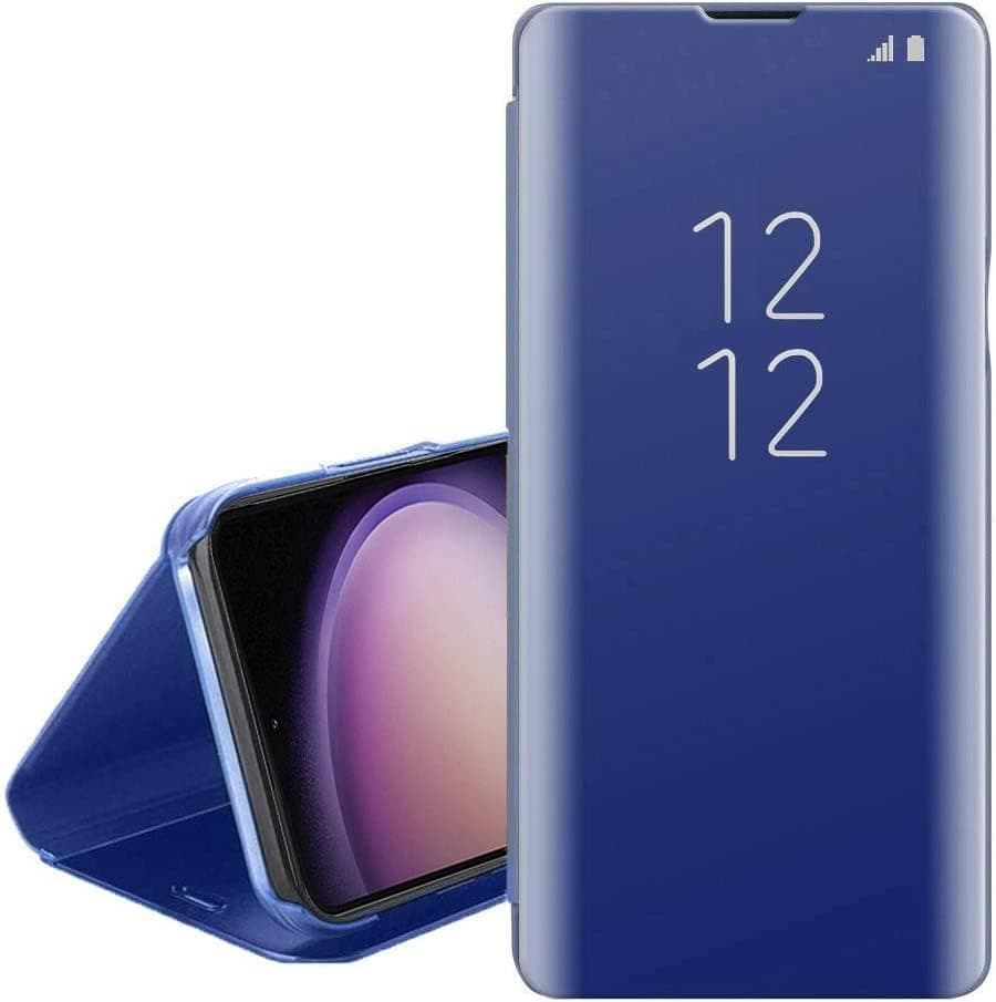 Cover Compatible with Xiaomi Poco M3 Case Not Original Mirror Design Bookstyle Makeup Clear View Window Stand Protective Flip Cover Compatible with Xiaomi Poco M3 (Blue) Cellular phone case