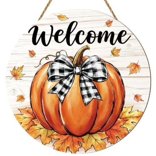 Fall Decorations for Home Fall Door Decor Pumpkin Wall Decor Hanging Sign | Fall Welcome Sign Pumpkin Wooden Wreaths for Front Door Hanger for Autumn Harvest Porch Indoor Outdoor Home Decorations