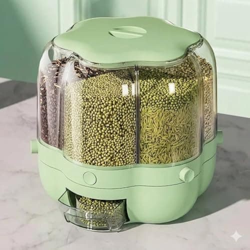 Crystal Legume Dispenser | Cereal Storage Box with Fixed Base and Dispenser Button Large Capacity kh Food storage container