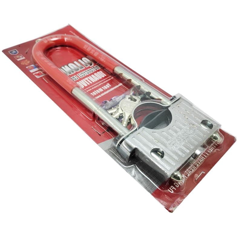 KaberMisr 2020 U-Lock Hardened Steel Lock, Safety Lock and Anti-Theft Protection, for Motorcycles, Motorcycles, Scooters (Big Red U-Lock and Sagging)