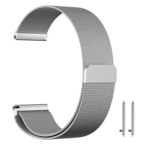Generic 22mm Milanese Loop Watch Band Magnetic Closure Mesh Stainless Steel Replacement Strap for Samsung Gear S3 Frontier / S3 Classic/Huawei Watch 2 Classic - Silver, Unisex