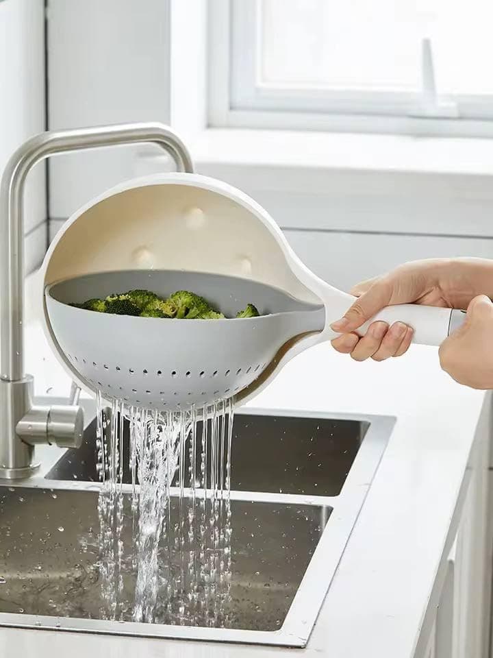 Al-Kholoud Ek 4654 2-in-1 Fruit Colander with Handle Dual-Function Colander and Bowl with Handle for Rinsing Food strainer