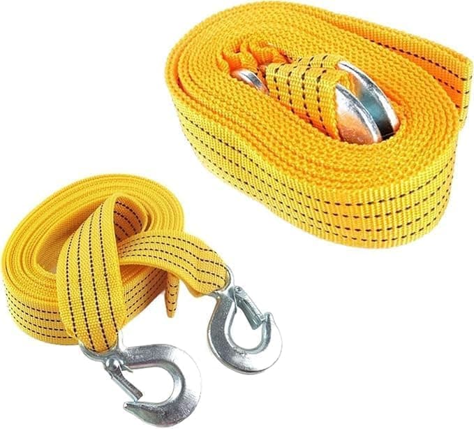 Heavy Duty Nylon Car Tow Rope, Strong Hook Tow Cable (Yellow, 4m, Bearing 3T) -AGA Auto part