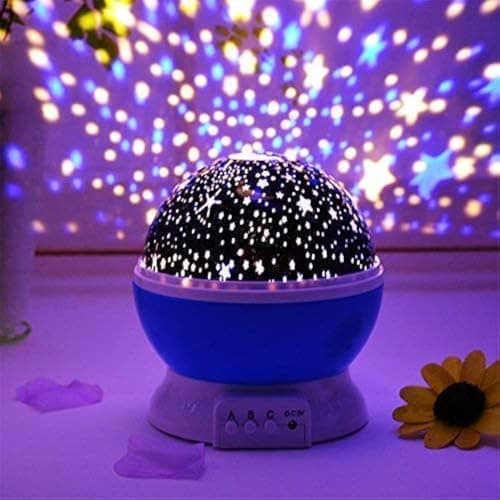 KARTVILLA Romantic Sky Star Master Rotating 360 Degree Star Master Moon Night Bulb Night Projector Lamp | 9 Colour 4 Led Rotation Baby Sleep Lighting USB Lamp Projection for Diwali-1