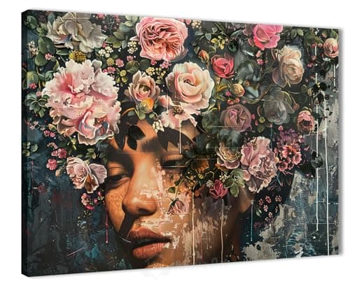 Nova Art Canvas Wall Art Flower Girl Where Rose Dominates Wall Decor for Bedroom Living Room Office Etc Modern Home Decor 30cm x 40cm