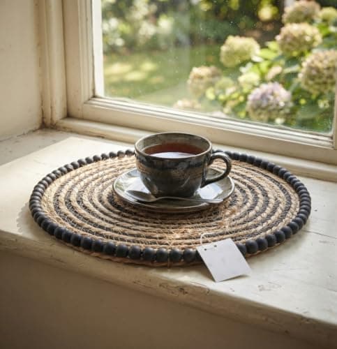 Round Wicker Trivet 35cm Bubbles Design Heat Resistant Coaster for Pots