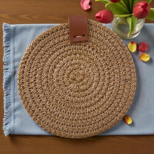 Woven it Handmade Cotton Camel Coaster 13cm, Can be used in Kitchen, dining room, living room, bed room, kids room, indoor & outdoor