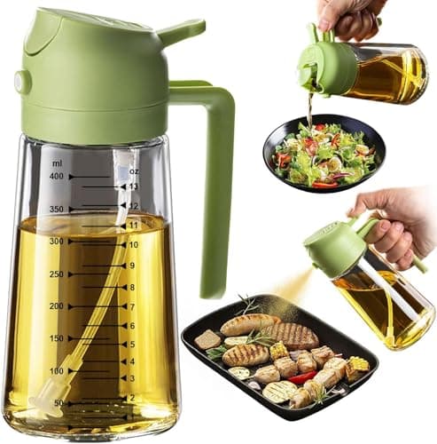 2-in-1 Glass Oil Sprayer and Pourer Dispenser 600ml for Cooking and Frying
