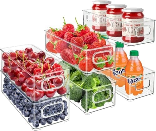 Clear Acrylic Refrigerator Drawer Organizer with Strong Handle for Organizing Vegetables Fruits and Cans on Refrigerator Shelves and Drawers in a Practical and Versatile Way for All Spaces