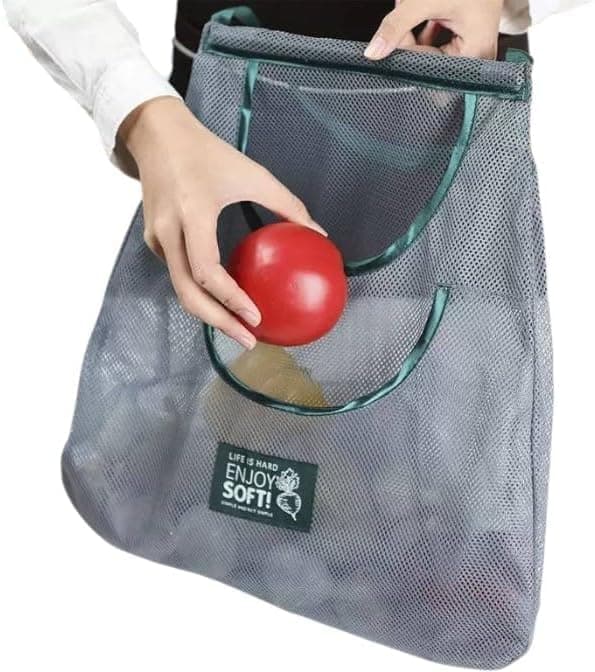 Hanging Garlic and Onion Mesh Storage Bag Ventilated Kitchen Organizer