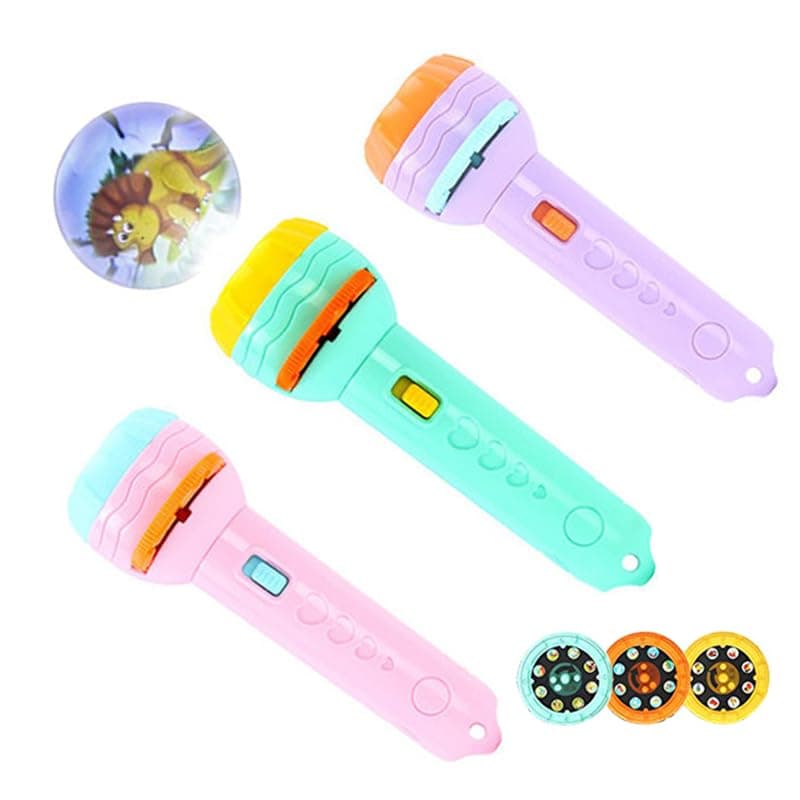 KIDSZONE Kids Projector Flashlight Toy Magic Wand Slide Projector Torch with Image Projection Discs Educational Bedtime Story Toy for Boys and Girls (Assorted Color) Toys and games