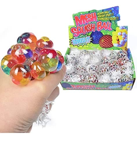 IMTION ® ( Pack of 6 ) Mesh Squeeze Ball Squishy Stress Squeeze Balls Combo for Pressure Relieve, Anti-Stress, Anti-Anxiety, Silicon Spongy Massage Balls with Gel Water Beads, Multicolour Squeeze toy