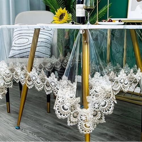 TABLE PROTECTOR - Explore the magic of an easy-care table protector, which measures 152 x 228 cm, designed to elevate your dining experience with its elegant look and high durability for everyday use. Tablecloth