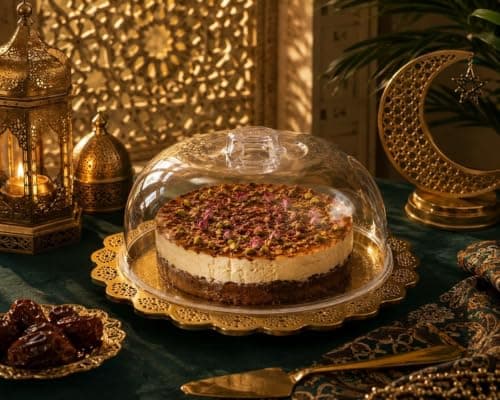 Generic Acrylic Cake and Dessert Serving Box, Transparent Lid, Ideal for serving cakes, pastries, cookies, and Middle Eastern sweets., High-quality materials and easy to clean., .ho Food storage container