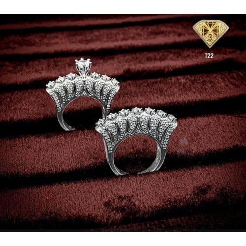3 Diamonds 292474661778875 Twins Ring Platinum Plated For Women With Zircon Stone - Silver