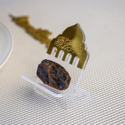 Gold Mosque Acrylic Date Holder Ramadan Table Decoration Single Serving Stand for Dates and Desserts Item stand